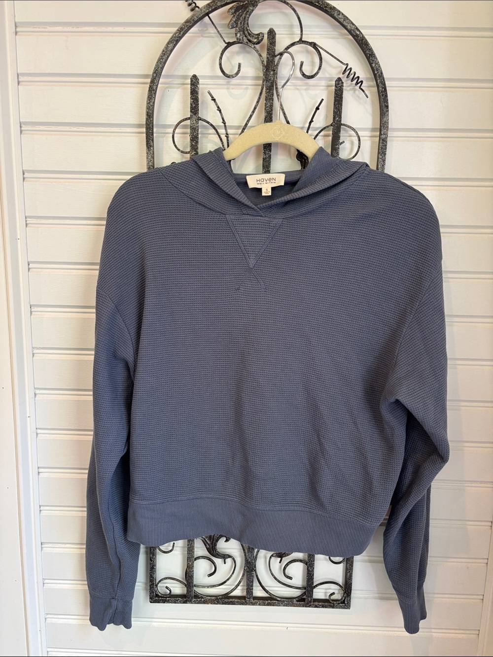 Haven Well Within Slate Blue Waffle-Knit Hoodie